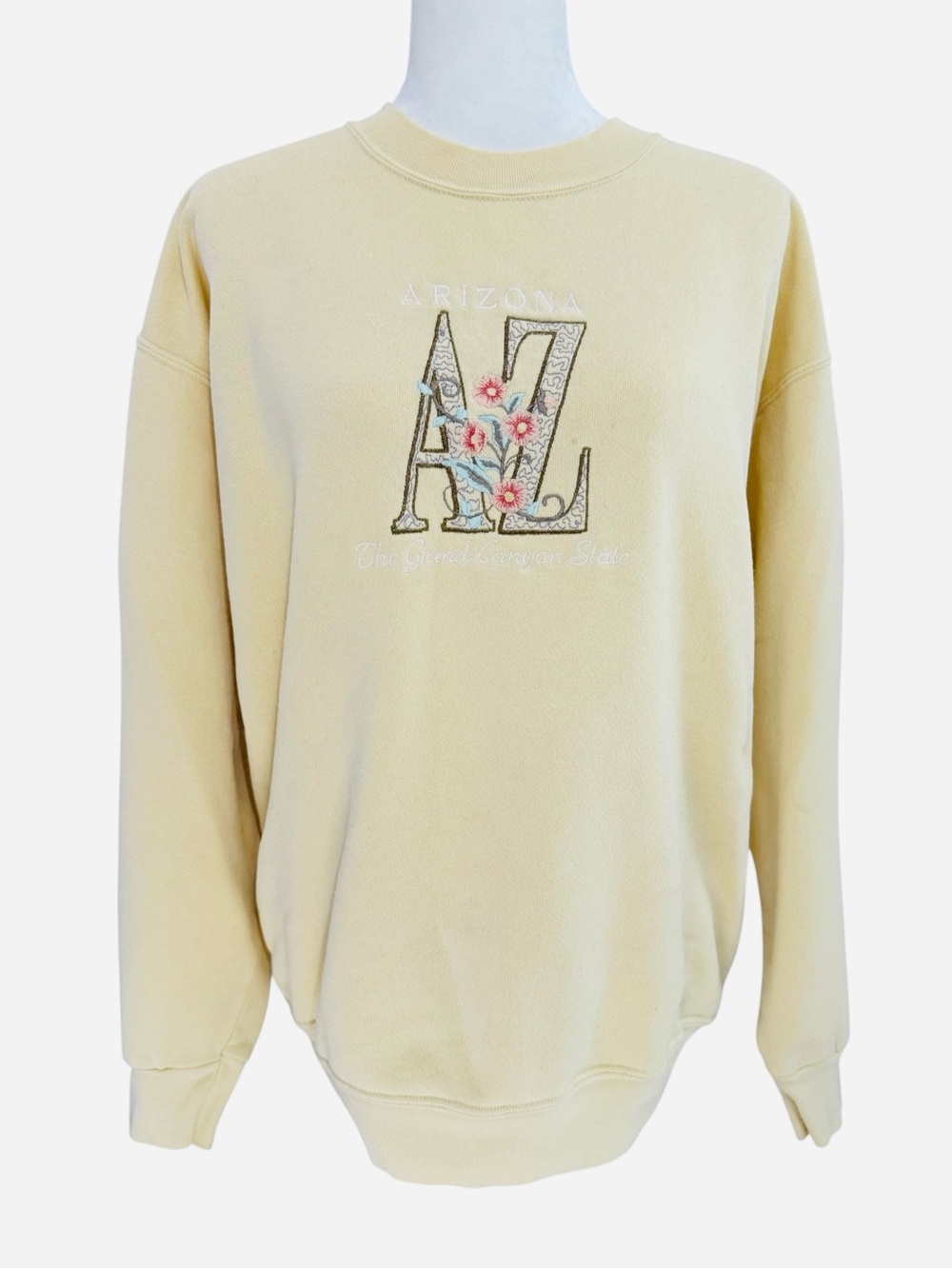 VINTAGE ARIZONA Yellow Sweatshirt with Floral Appliqué
